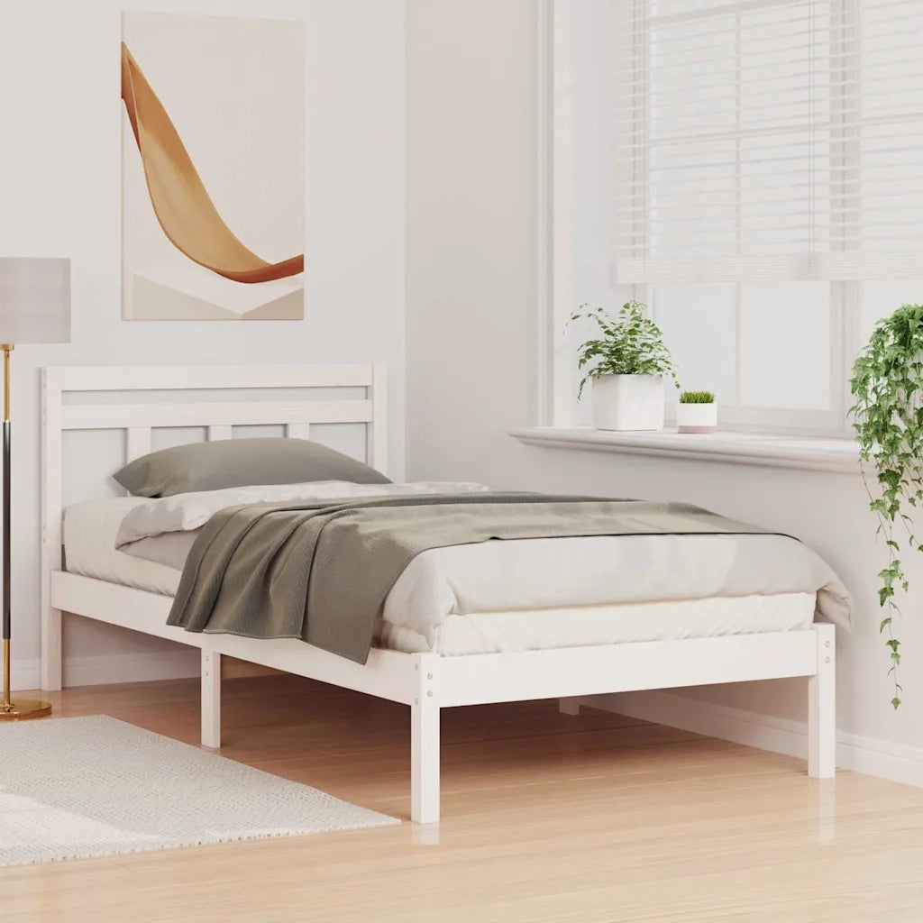 Struttura del letto Bianco 90 x 200 cm Pino massello 872348