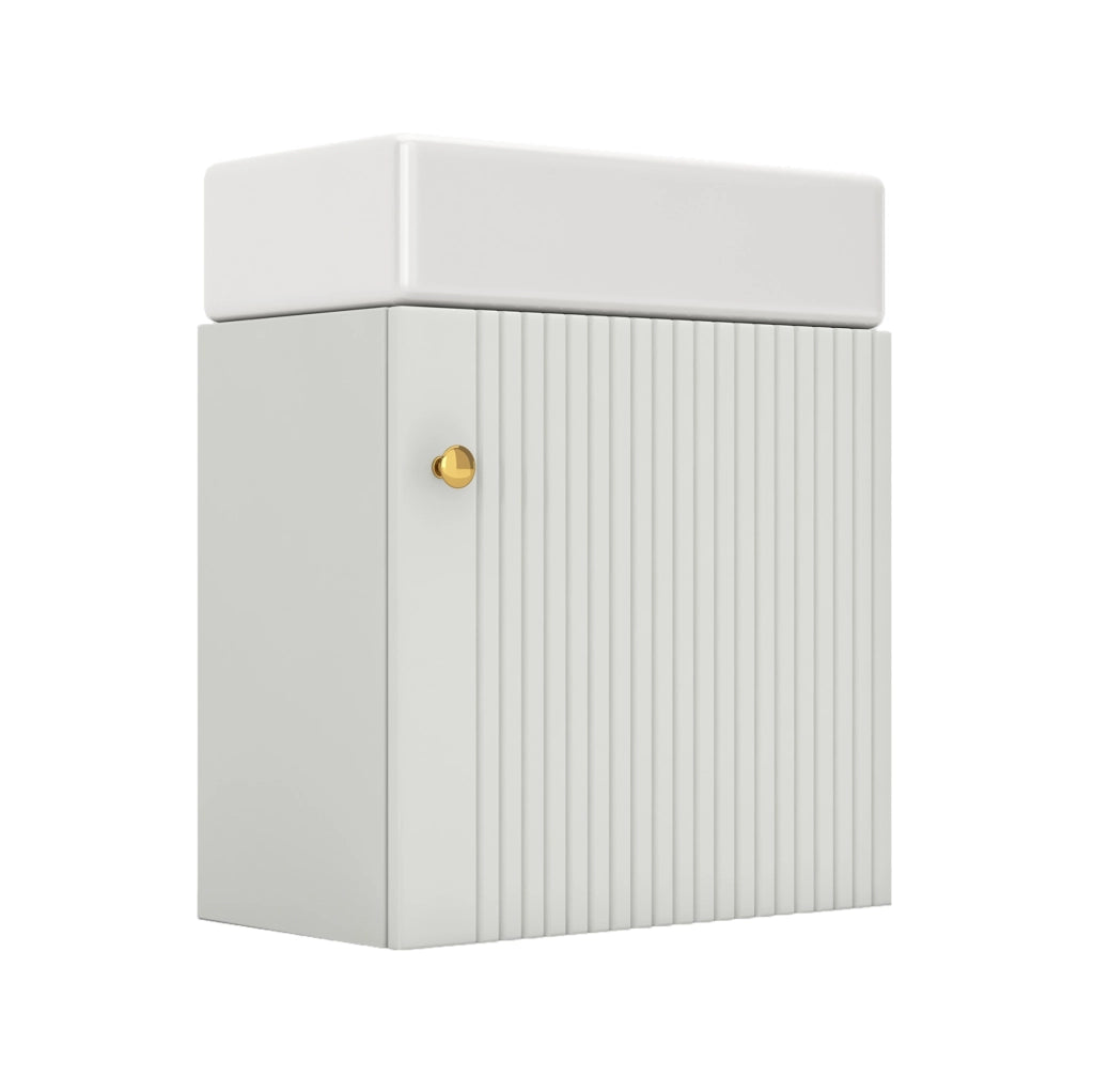 Mobile bagno con lavabo 46 cm; design tridimensionale; MDF bianco