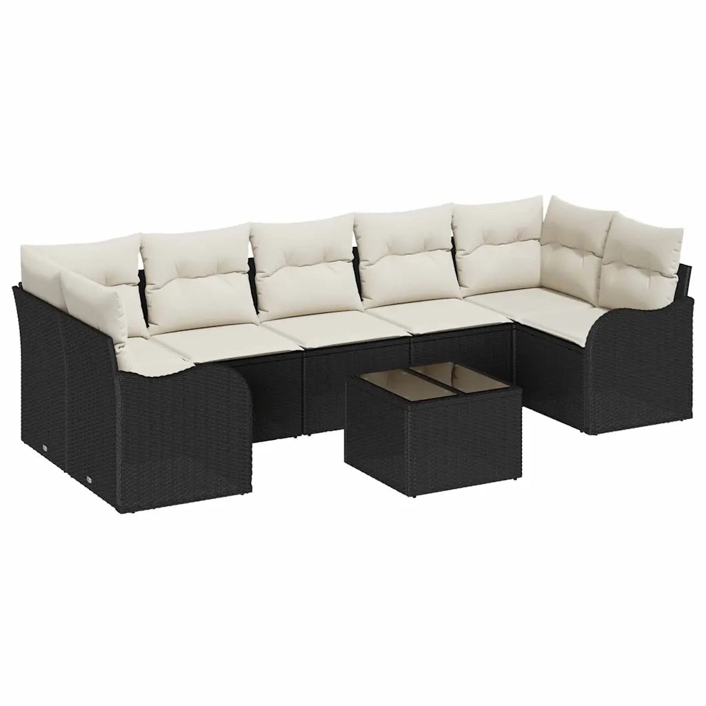 Set Divano da Giardino Nero 55 x 55 x 37 cm polyrattan