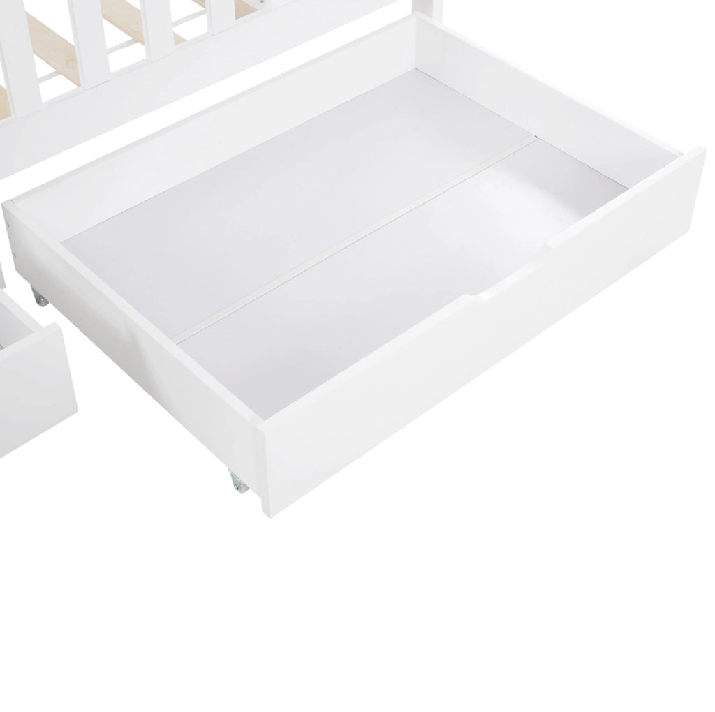 Cassetti contenitore con ruote in MDF bianco; set da 2