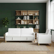 Set di Divani con Storage 2 pz Bianco Poliestere 3429243