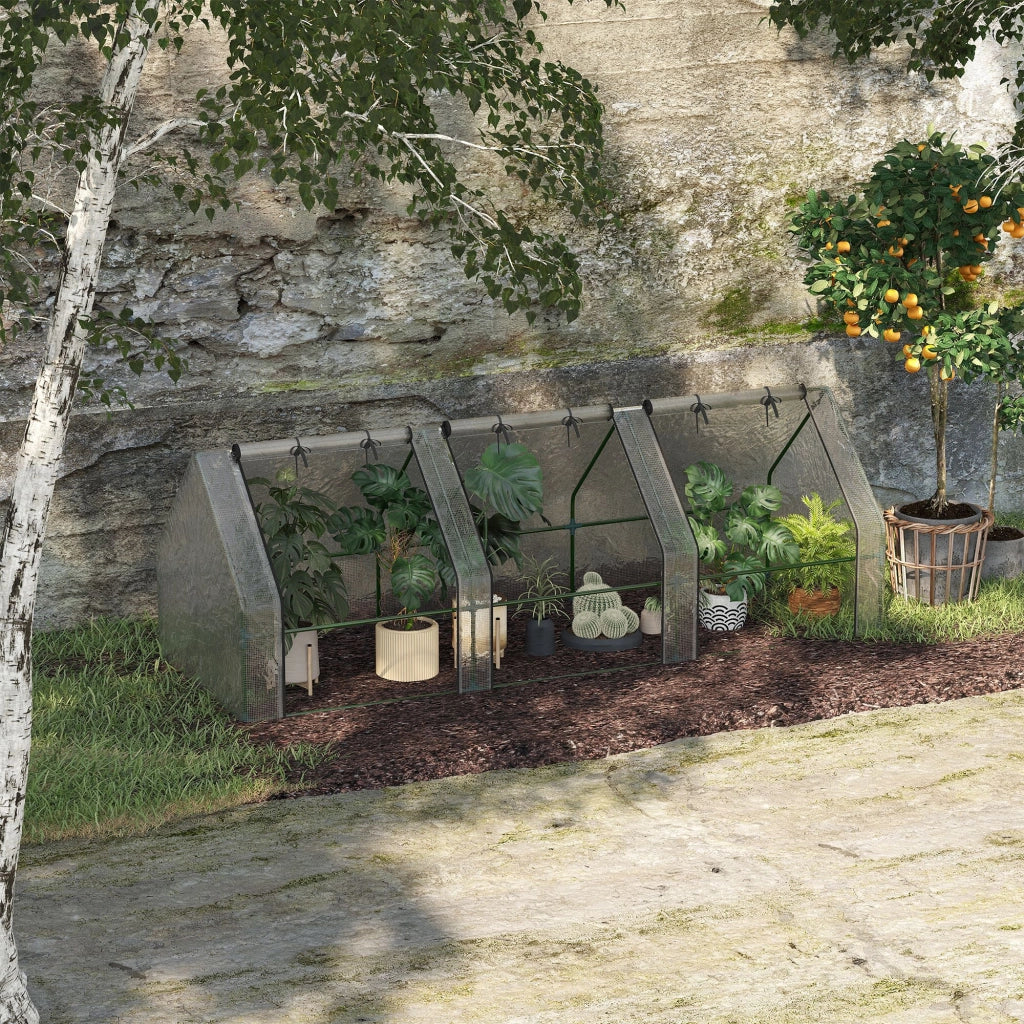 Serra da Giardino Tunnel ¨C Xylo ¨C 270x90x90 cm Bianco PE Anti-UV con 3 Finestre