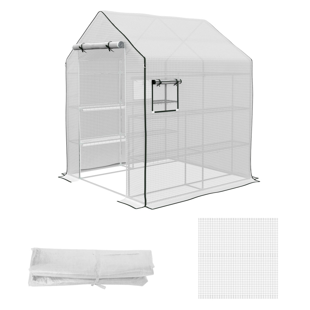 Serra da giardino con finestra e porta a rullo ¨C Minimal ¨C 140x143x190 cm bianco