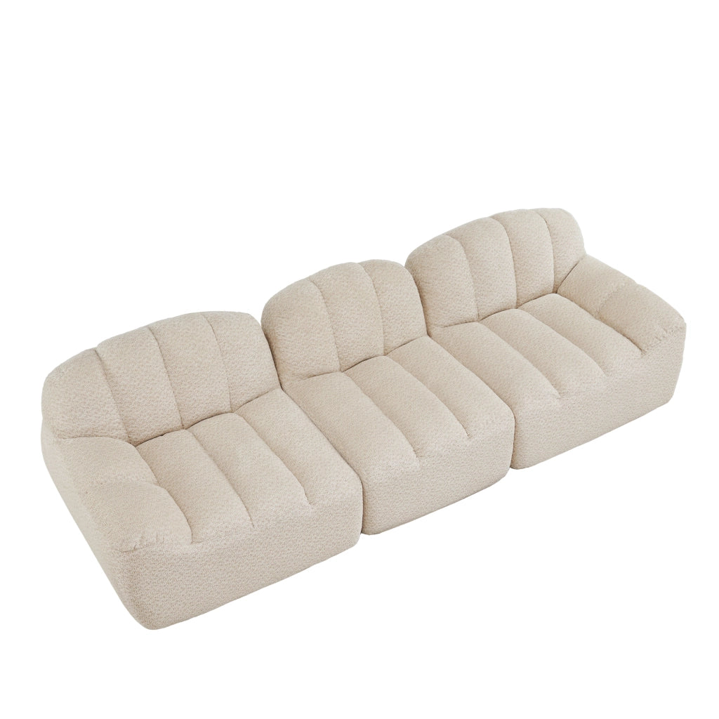 Divano Modulare 3 Posti ¨C Xylo ¨C Tessuto Morbido, Beige, Schiuma Alta Densit¨¤