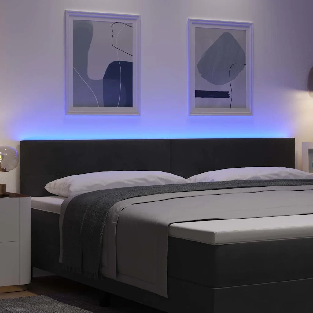 Testiera | Testata LED con strisce LED Nero 200 cm Velluto
