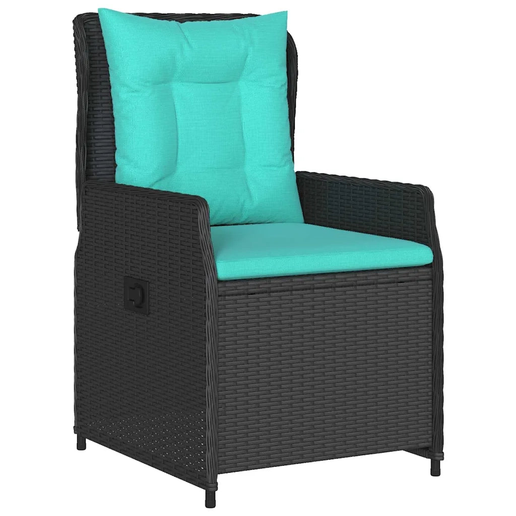 Set da Pranzo per Giardino 5 pcs Nero Poly Rattan