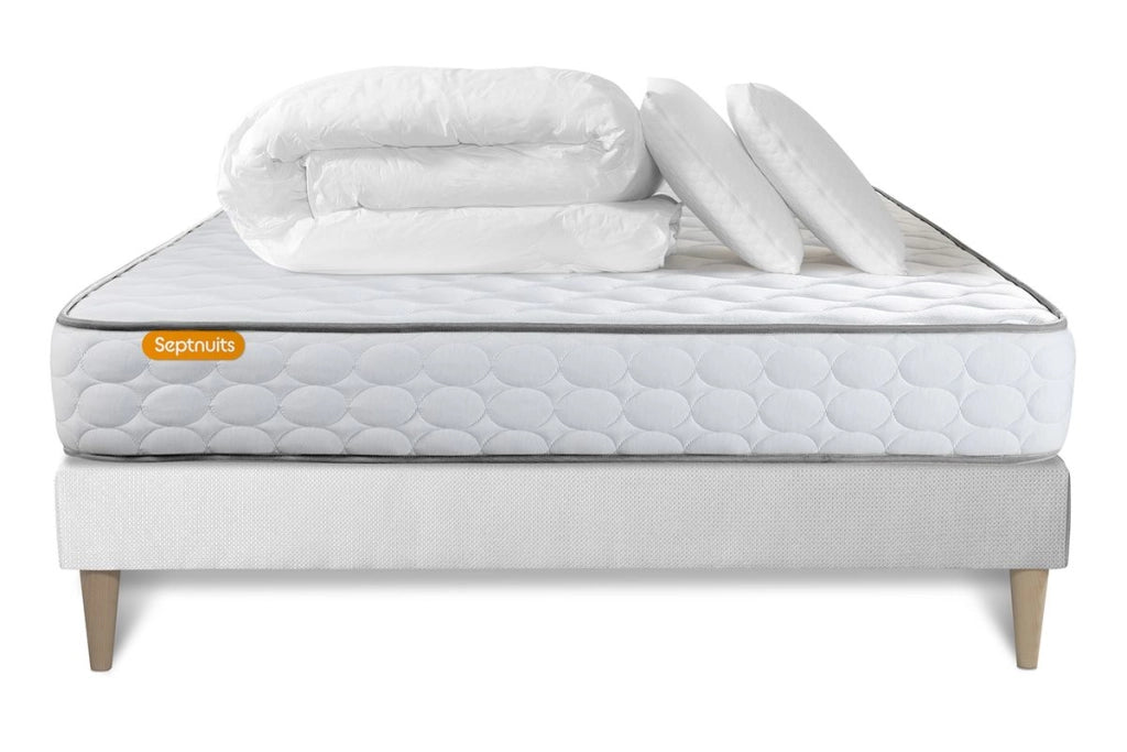 Pacchetto letto completo - Materasso 200x200cm + Box spring con doghe (kit) + 2 cuscini + Piumino - Memo