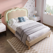 letto imbottito lino beige 90 x 200 cm