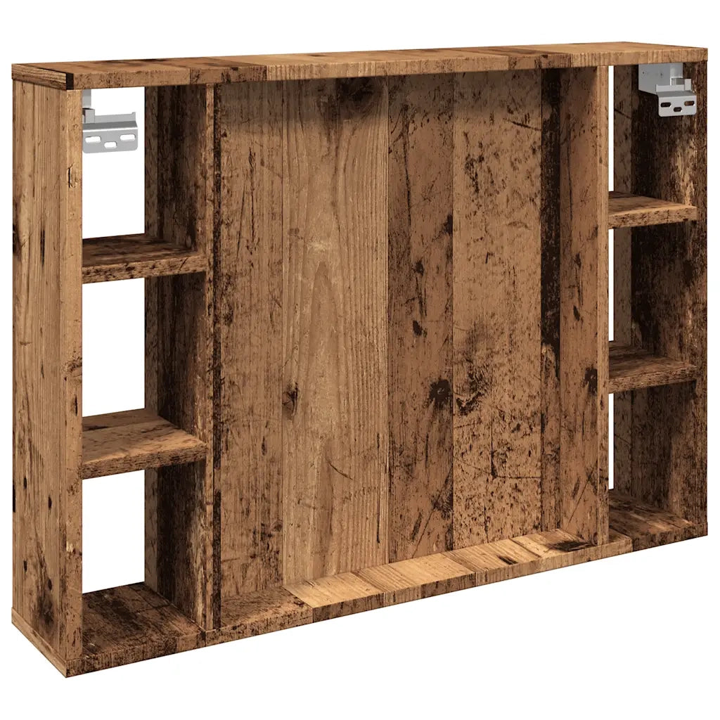 Mobile a Specchio LED Legno Antico 76x15x55 cm Multistrato CFW7953182