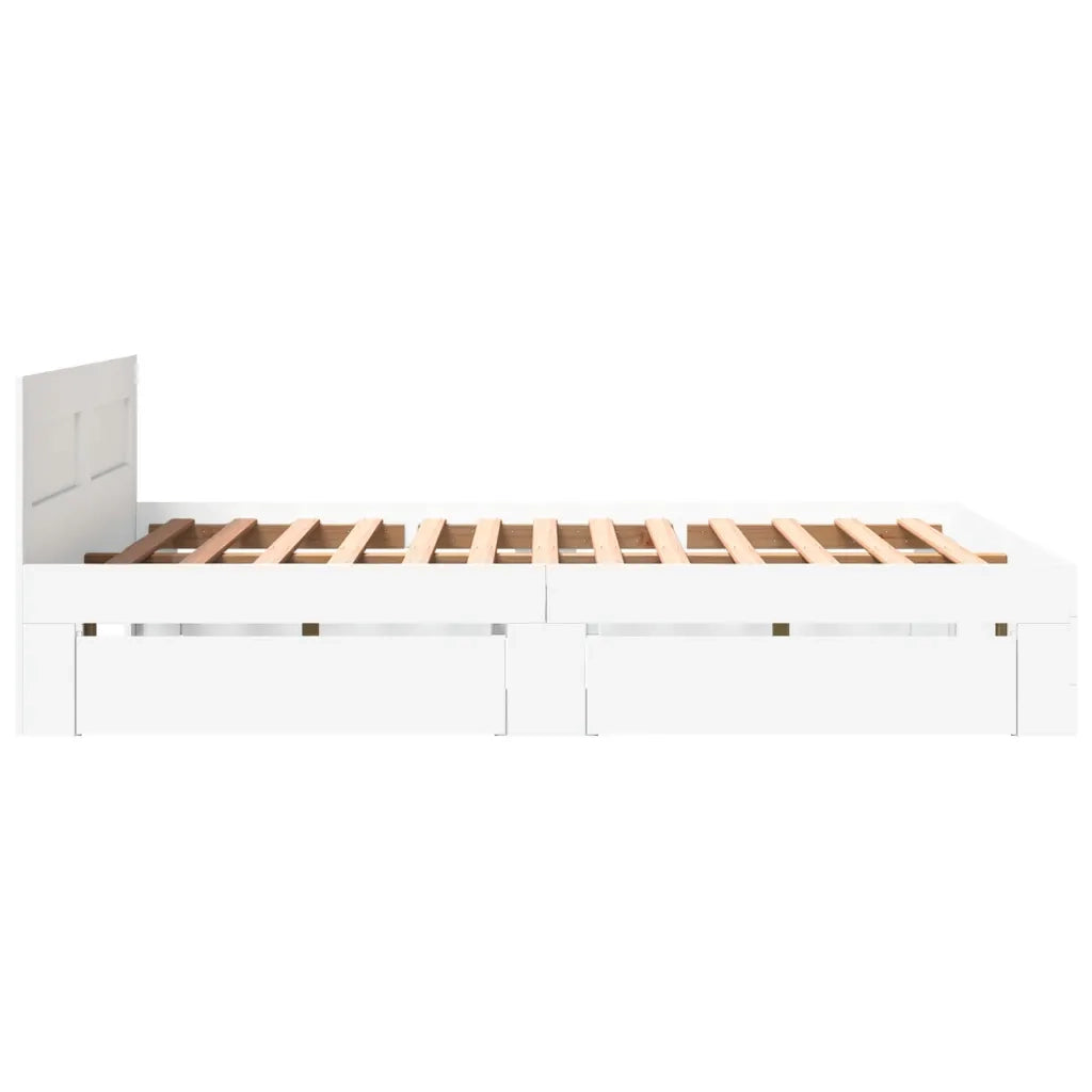Giroletto con Testiera-Struttura Letto con testiera Bianco 150x200 cm in Legno Multistrato 657681