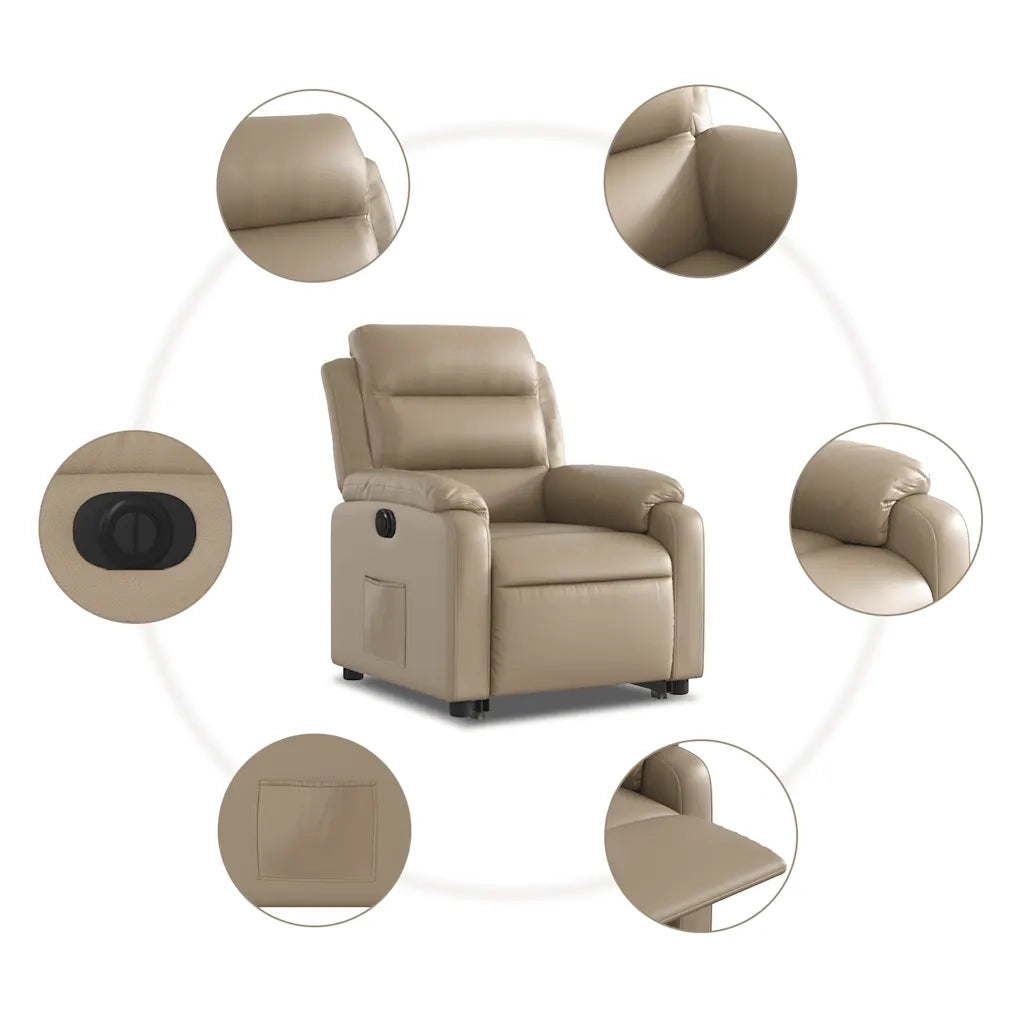 Poltrona Alzapersona Reclinante Elettrica Cappuccino Similpelle 3205062