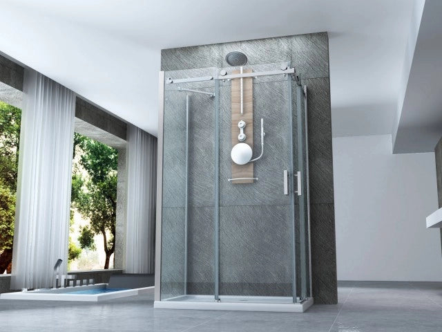 Box doccia tre lati scorrevole 8mm trasparente h.195 FLUIDA TRIO 70x90x70 cm,Flacone anticalcare incluso