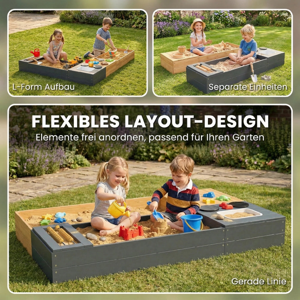 Sandbox 2 Pezzi con Sedia e Lavabo ¨C Minimal ¨C Legno 150x90cm Giallo