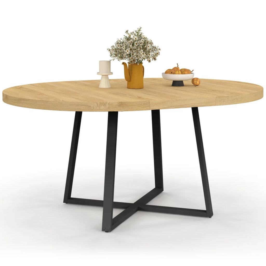 IDMarket - SELMA tavolo da pranzo rotondo allungabile 4-8 persone legno e nero 110-150 cm