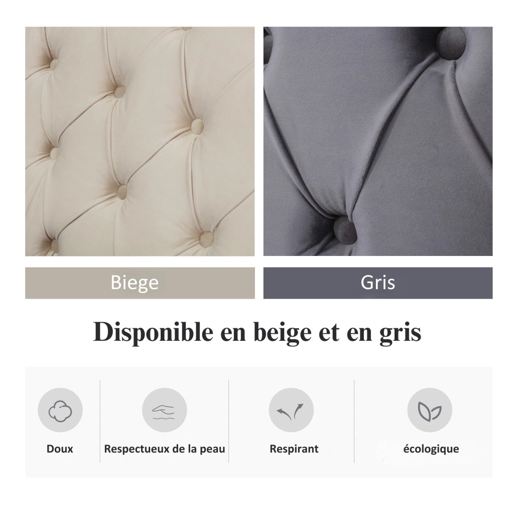 letto imbottito velluto grigio 140 x 190 cm