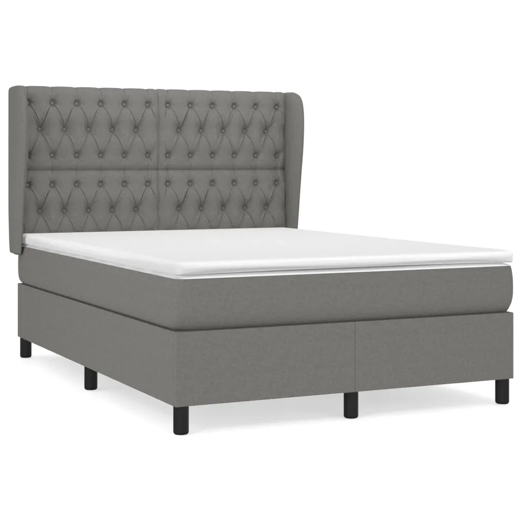 Giroletto a Molle con Materasso Grigio Scuro 140x190 cm Tessuto 3128198