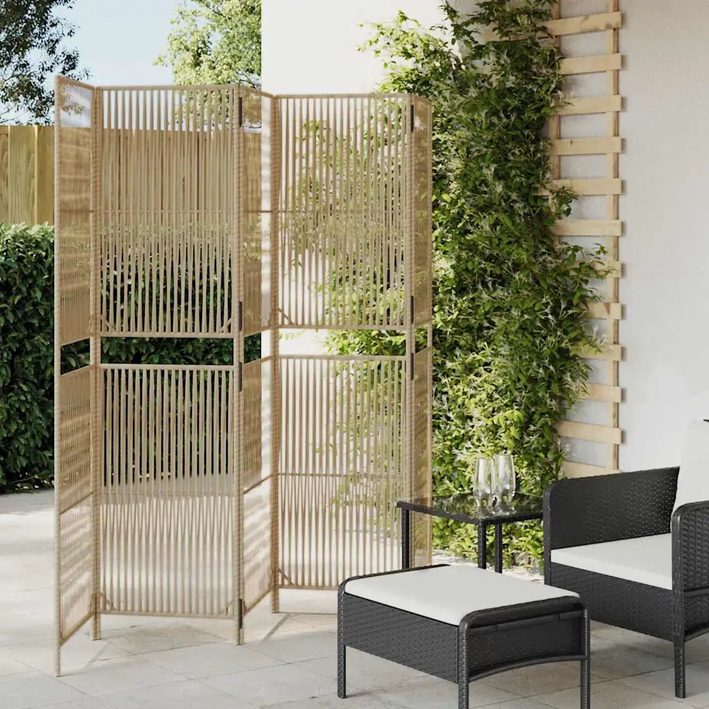 Divisorio per Ambienti | Divider per stanze | Paravento a 5 Pannelli Beige in Polyrattan