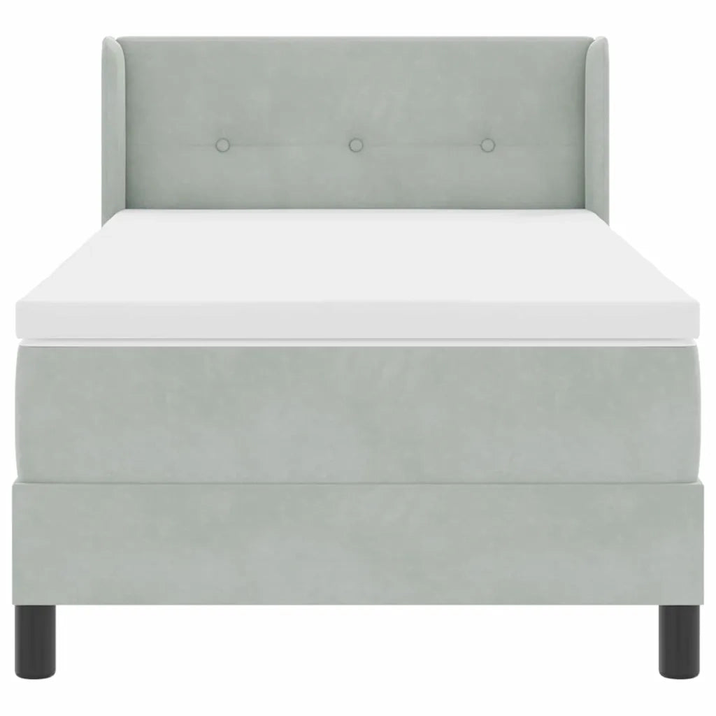 Letto a molle con testiera Grigio chiaro 200 x 90 cm Poliestere