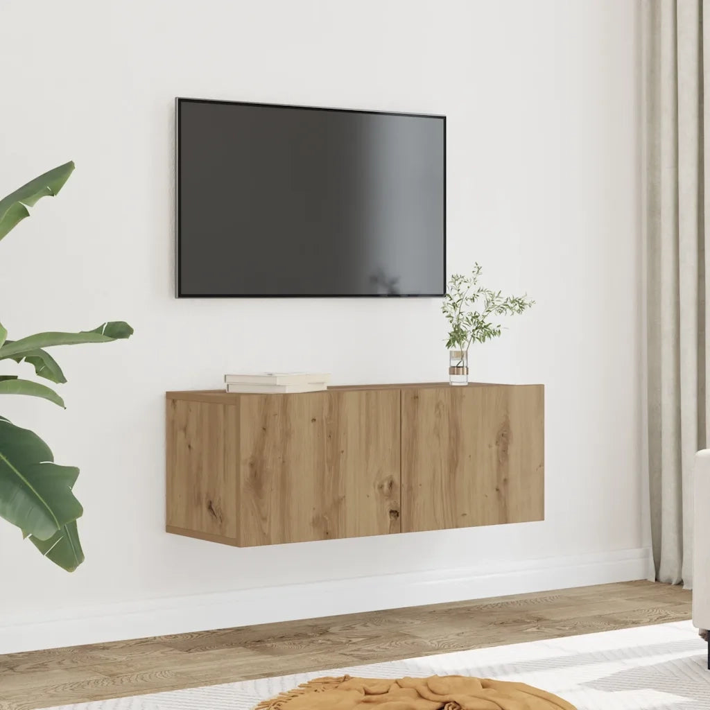 Mobili TV a Parete 2 pz-Credenza per TV sospesa Rovere Artigianale 80x30x30 cm