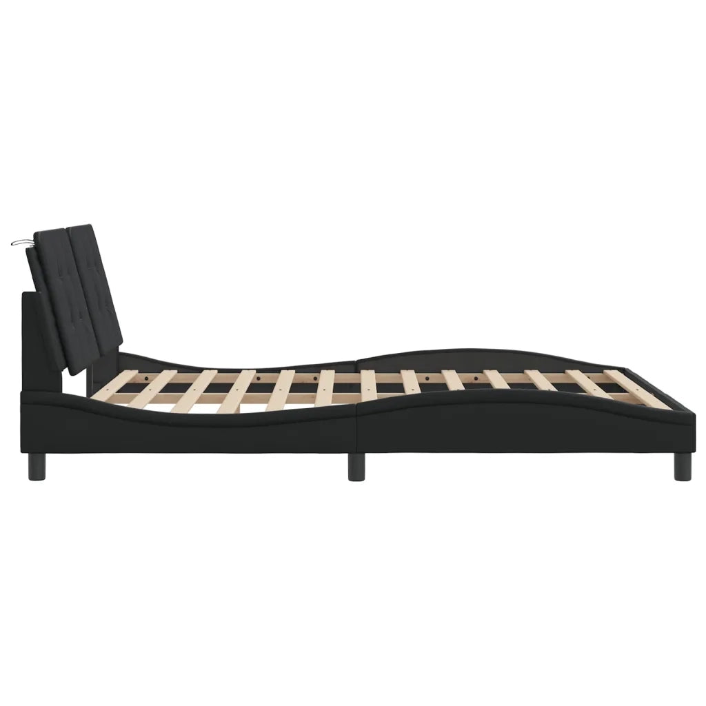 Letto matrimoniale | Letto per adulti | Giroletto con LED senza Materasso Zadar Nero 160x200 cm