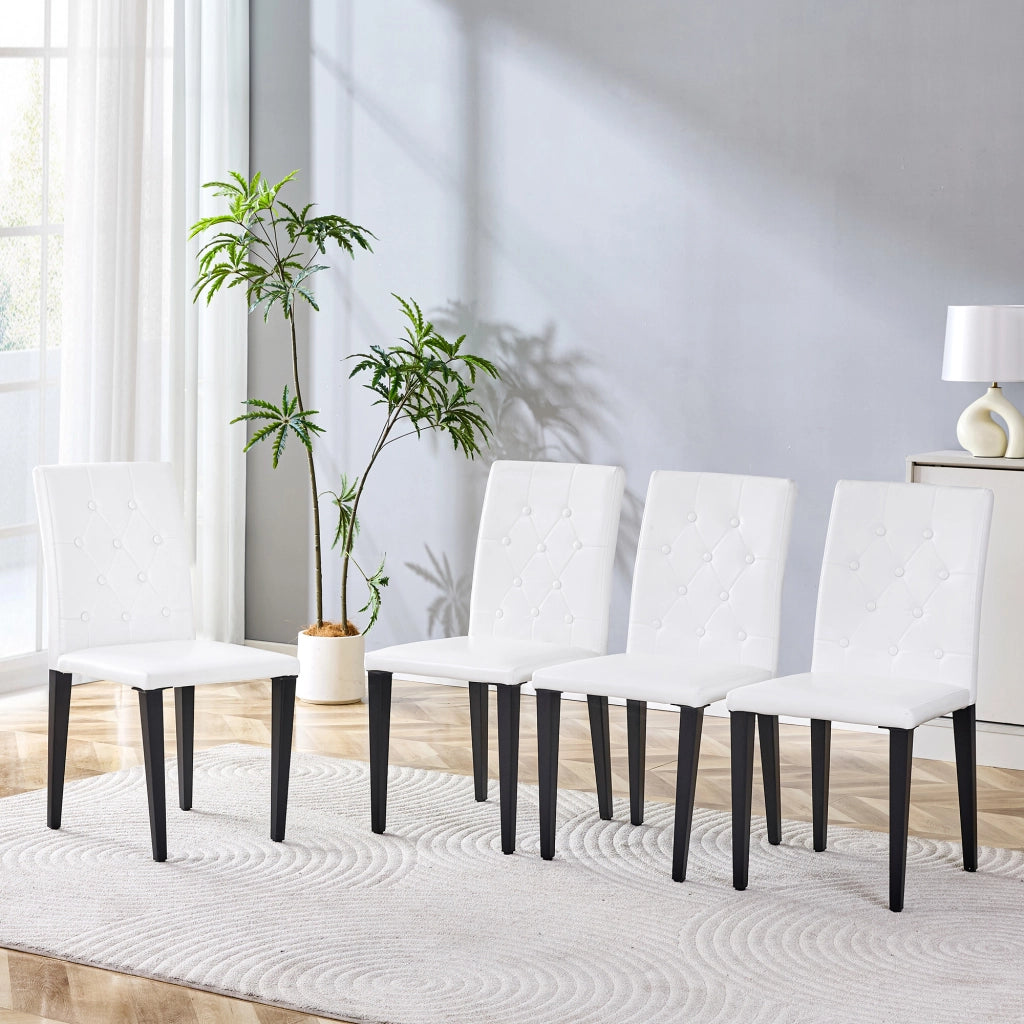 Set di 4 sedie da pranzo in bianco e nero: lusso discreto. La scelta ideale per le sale da pranzo in stile europeo, con gambe in metallo nero per una