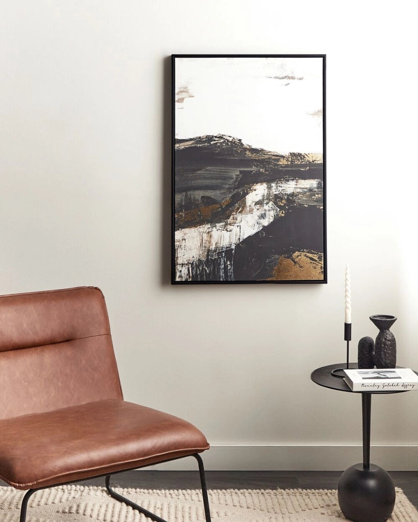Stampa su tela in bianco e nero 93 x 63 cm Forme astratte geometriche con cornice in MDF Soggiorno moderno eclettico corridoio