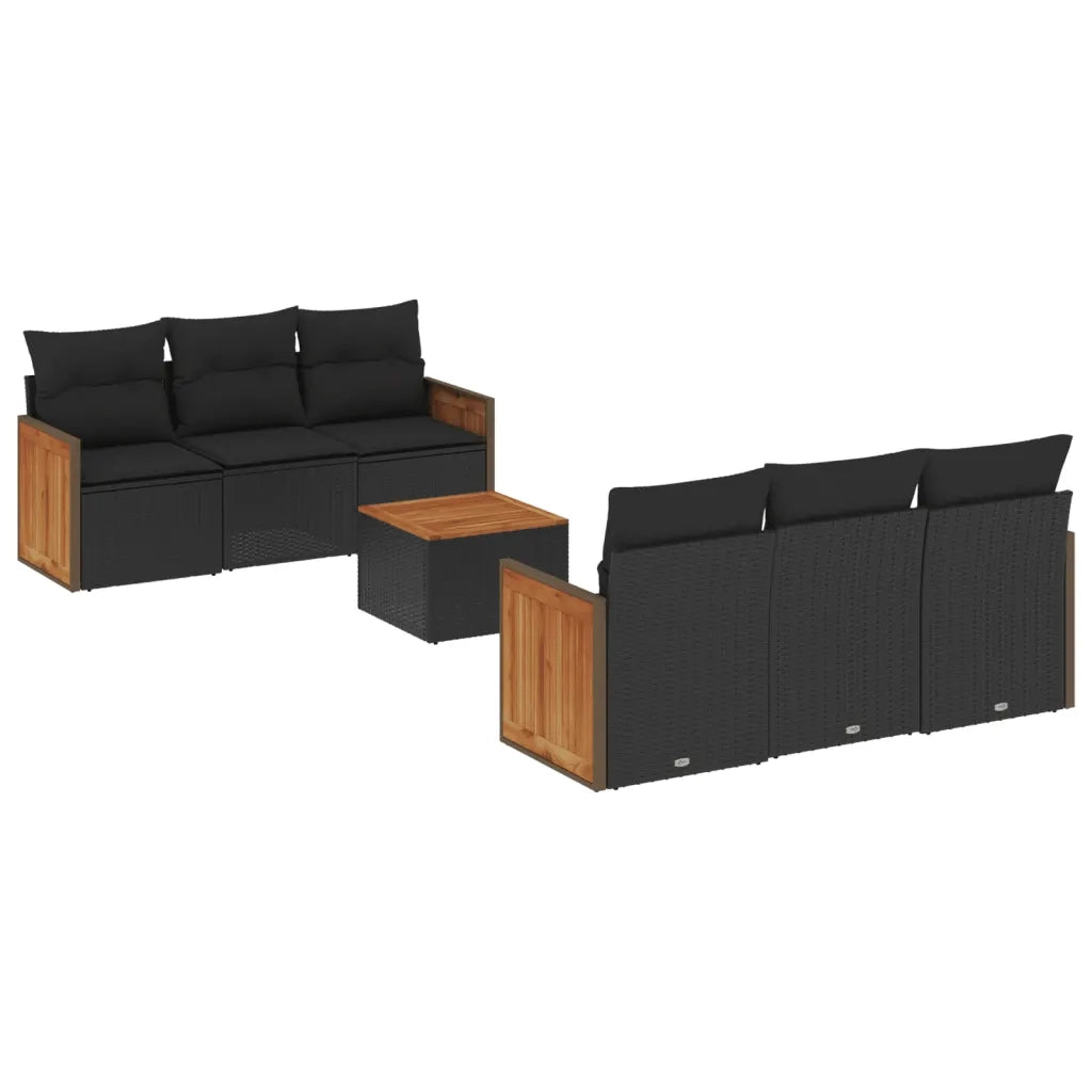 Set Divani da Giardino con Cuscini 7pz Nero Polyrattan 3227469
