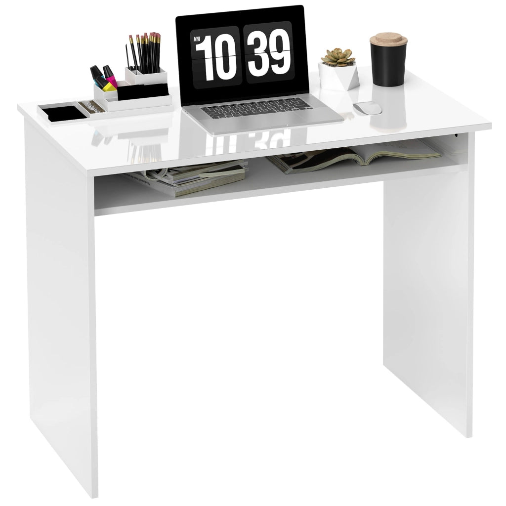 Scrivania per computer con scaffale ¨C Minimal ¨C Bianco 90x50x74 cm