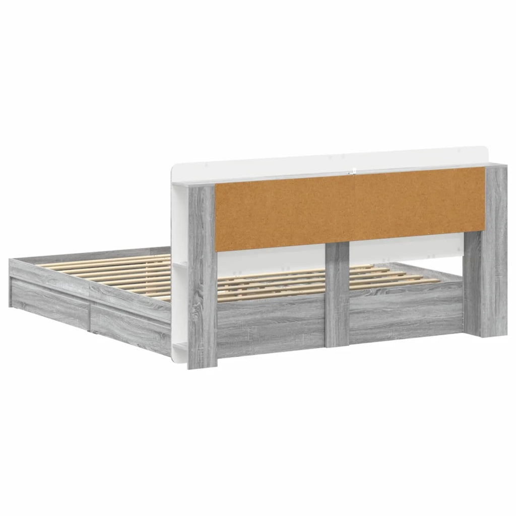 Telaio del letto con storage Sonoma grigio 200 x 200 cm 3433692