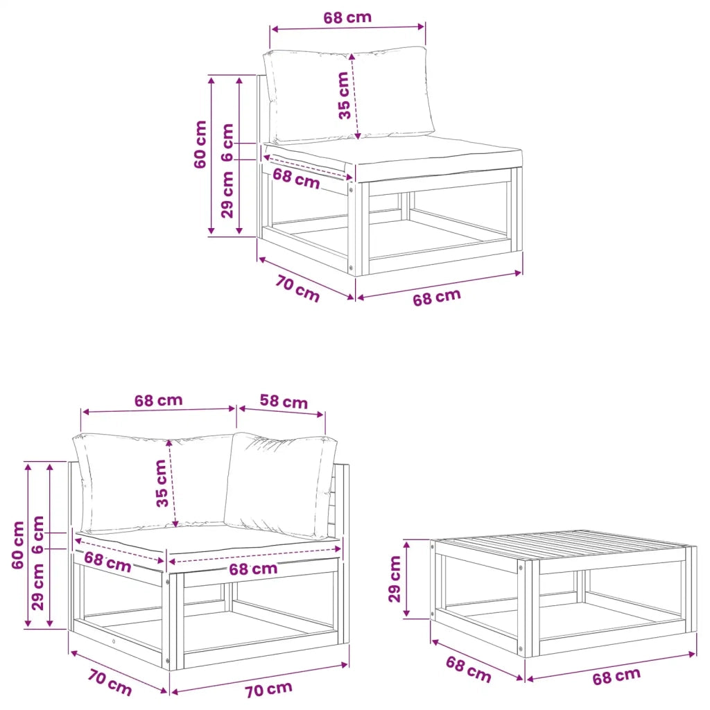 Set Salotto da Giardino Componibile 9 Pezzi Naturale 3417287