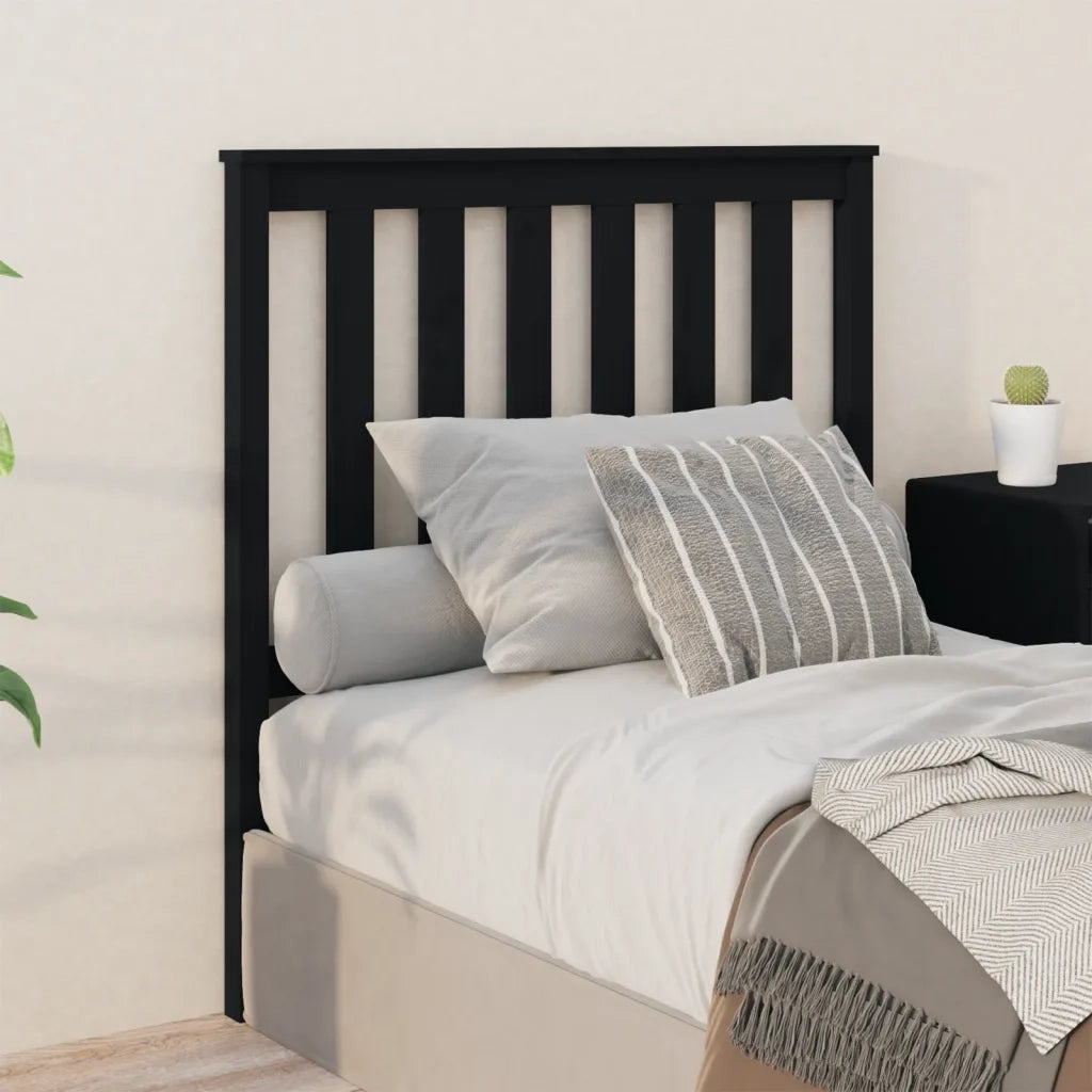 Testiera per Letto Nera 96x6x101 cm in Legno Massello di Pino 818504