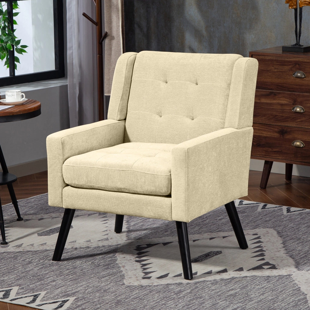 Poltrona 2 Pezzi con Imbottitura in Schiuma, Tessuto Beige