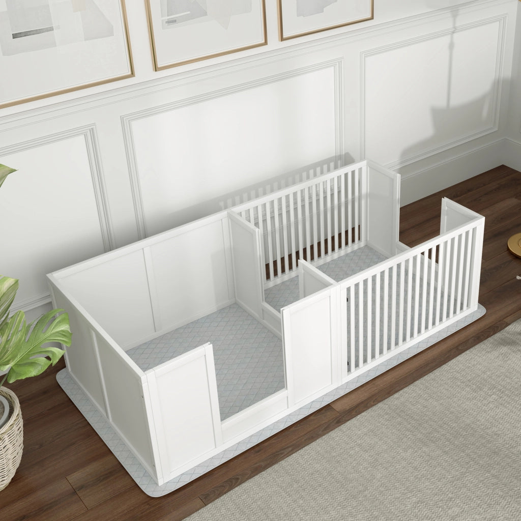 CUCCIA Parto Cani 166x80x50 cm MDF Bianca 7 Pezzi 2 Spazi