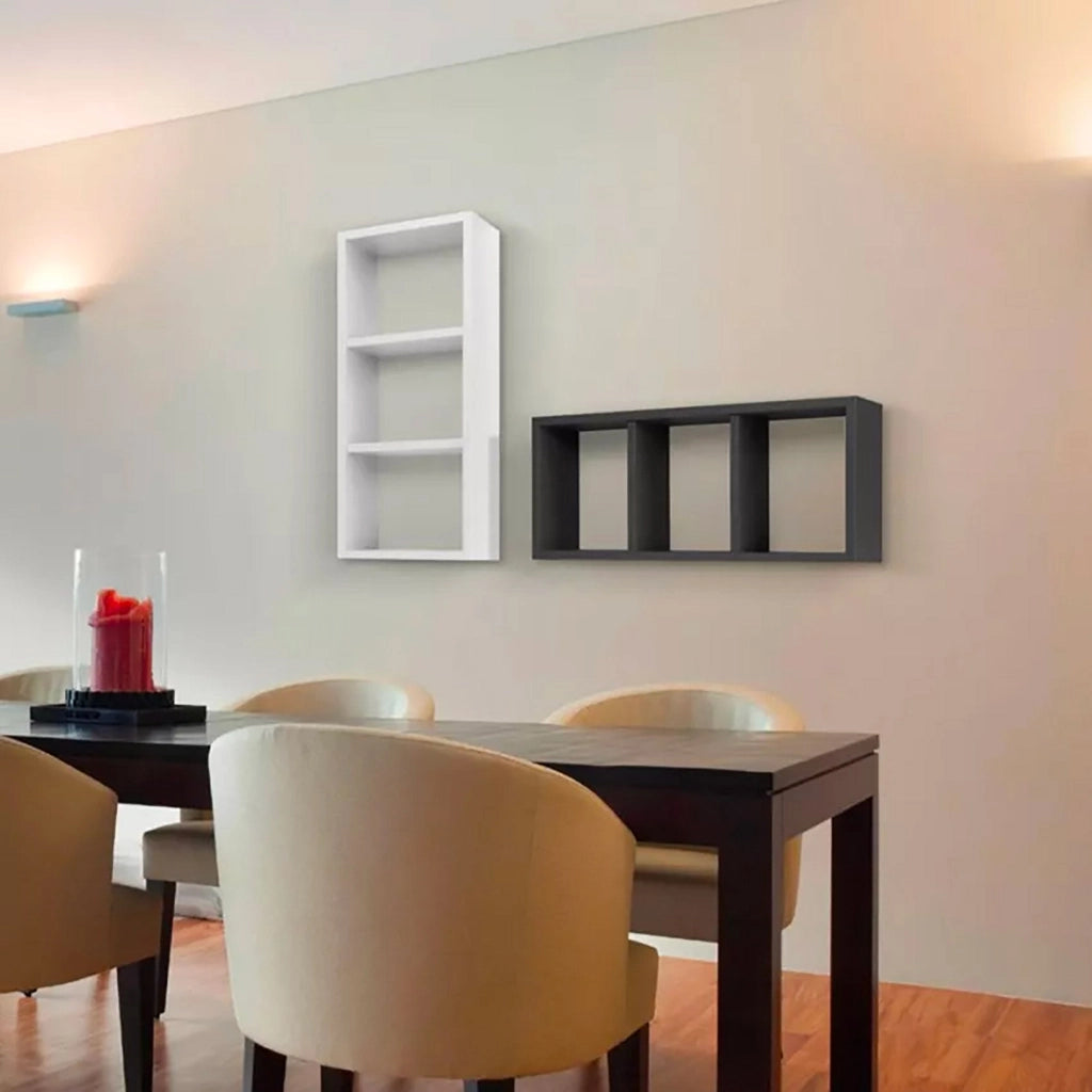 Mensola Rettangolare 3 Scomparti da Parete 70x30x15.5 cm in Fibra di Legno Tristano Ciliegio