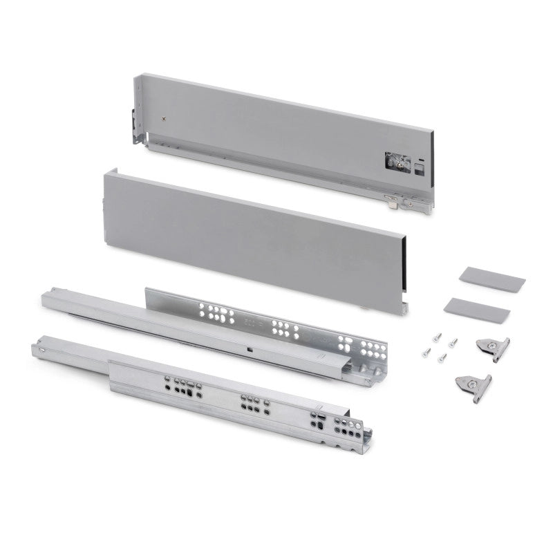 Cassetto esterno Vertex con regolazione 3D altezza 131mm, 40kg, profondità 450mm, Acciaio, Grigio antracite