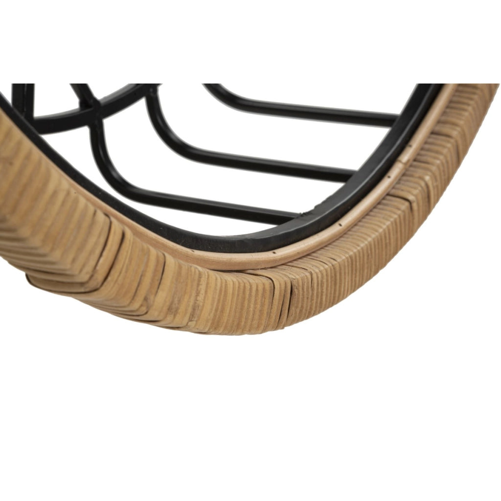 Mensola da muro Cebu a 2 ripiani in ferro e rattan — 72,5x18x65 cm