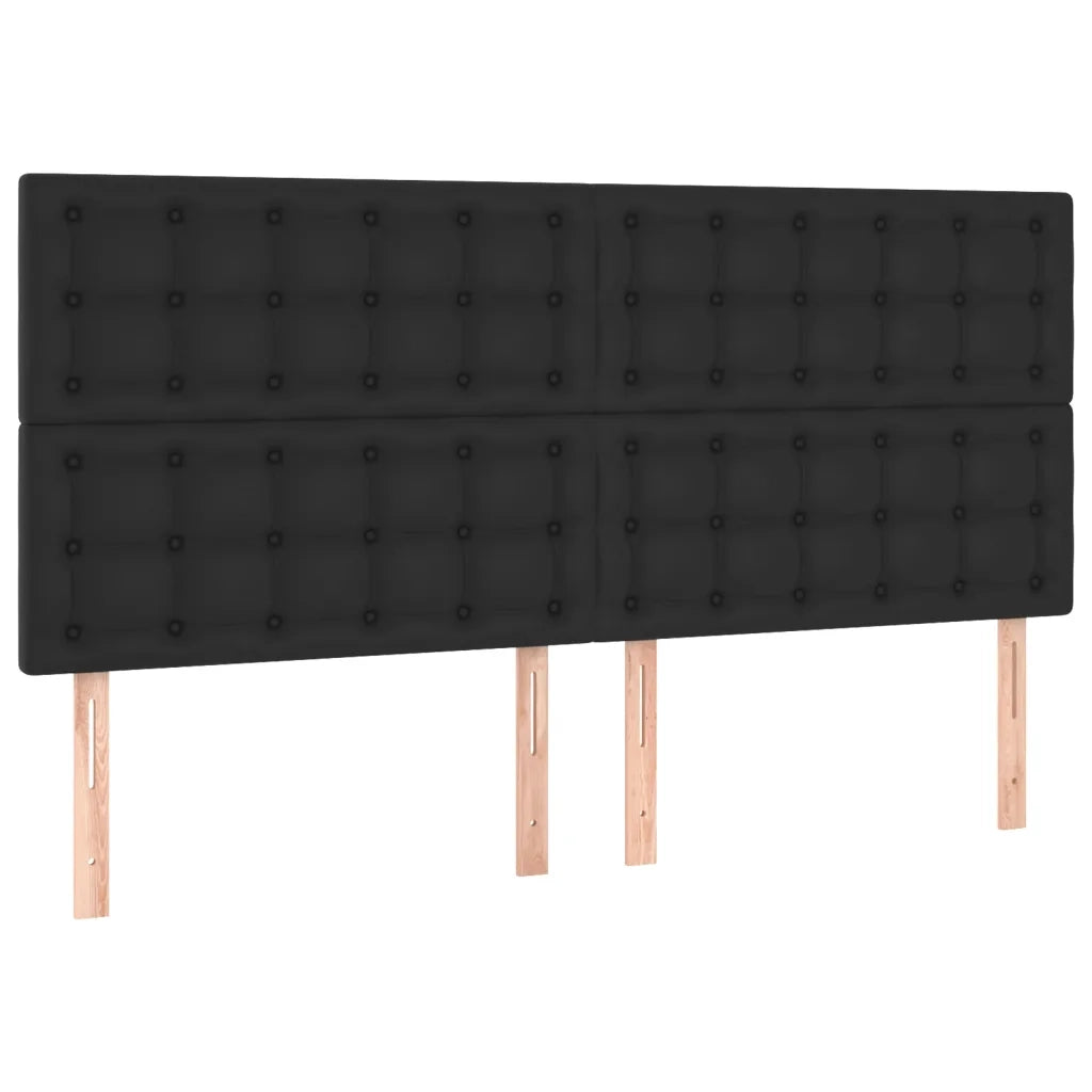 Testiera-Testata-Testiera Decorativa Nera 180x5x118/128 cm in Similpelle 577404