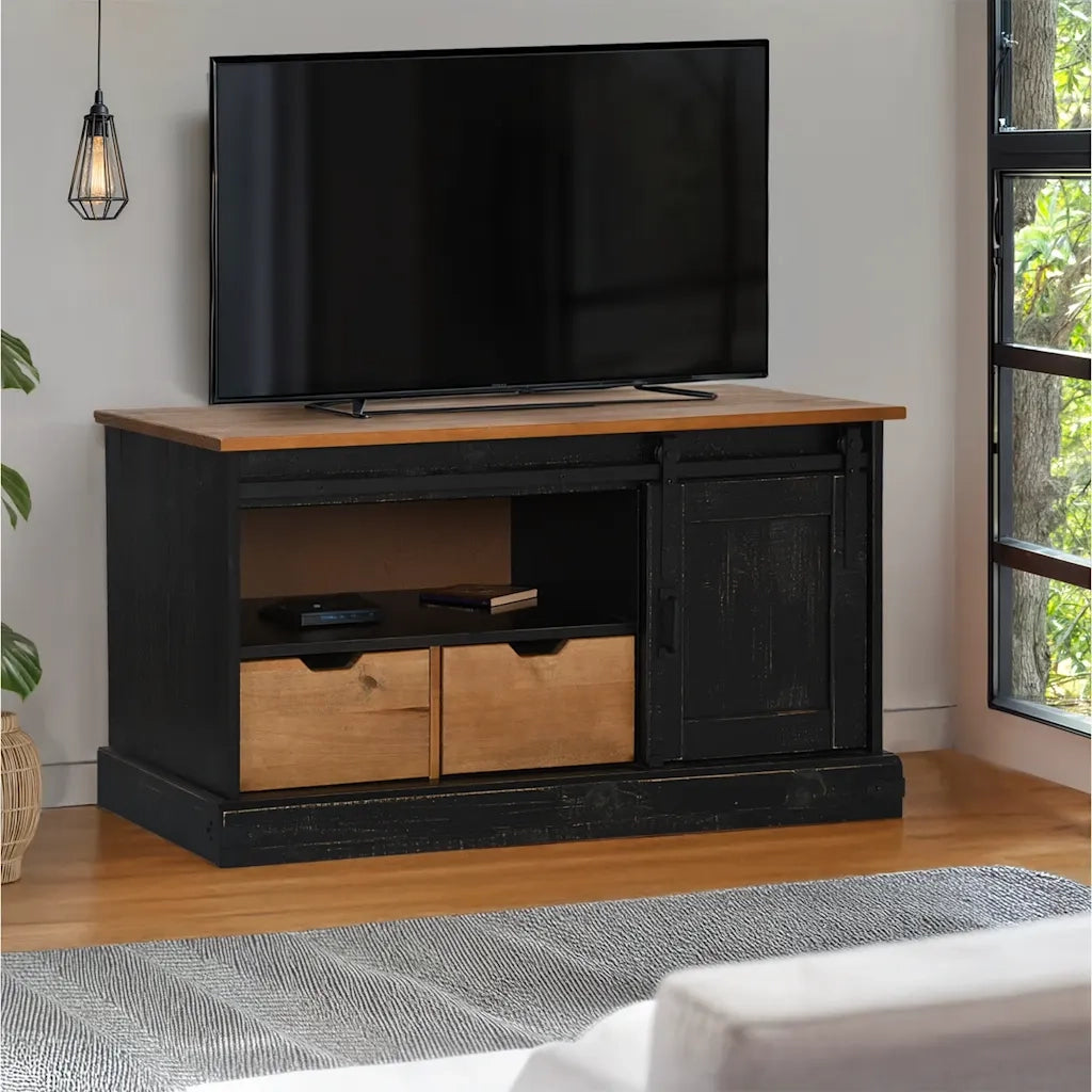 Mobile Porta TV HALDEN con Anta Scorrevole Nero 110x40x60 cm 4018412