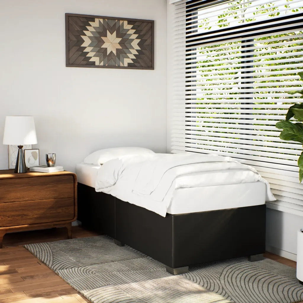 Letto singolo | Letto per adulti | Giroletto Nero 90x200 cm in Similpelle