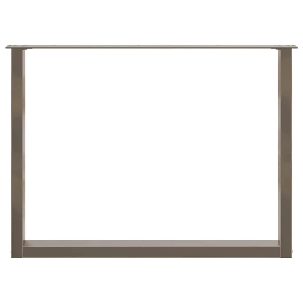Set di 3 gambe per tavolo da pranzo a forma di U 100 x 72-73 cm con piedini regolabili stile moderno acciaio naturale 02_0057455