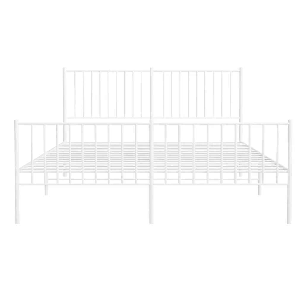 Giroletto con Testiera e Pediera-Struttura letto con testiera Metallo Bianco 160x200 cm