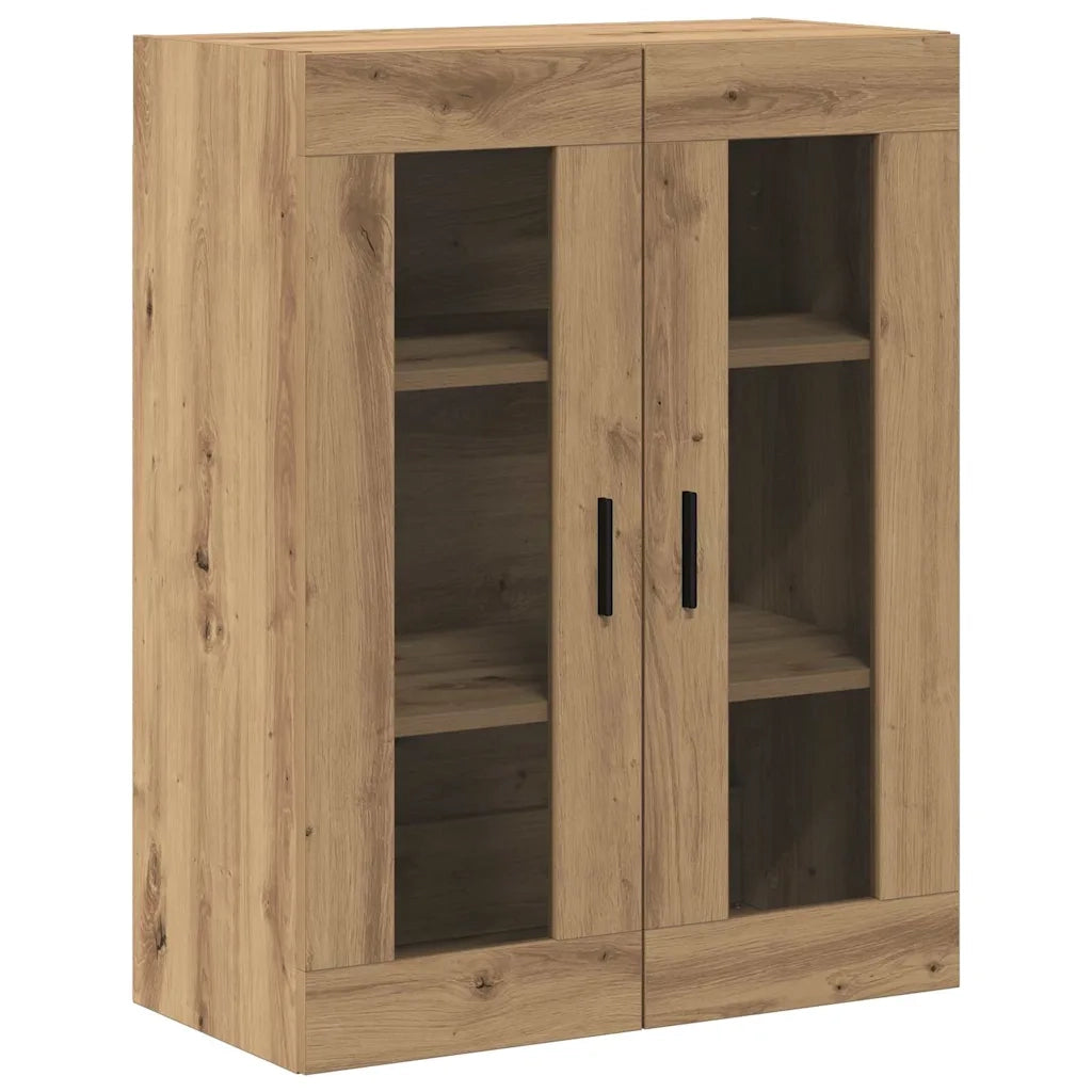 Credenza 2 pz-Set di 2 Buffet-Armadio da cucina Rovere artigianale Legno Stratificato e Vetro 603587