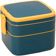 Lunchbox con 2 compartimenti e manico, contenitore per insalata impermeabile per uso in movimento, contenitore per snack per pic nic al lavoro, coperchio a clip, BPA libero, 1000 ml (blu)
