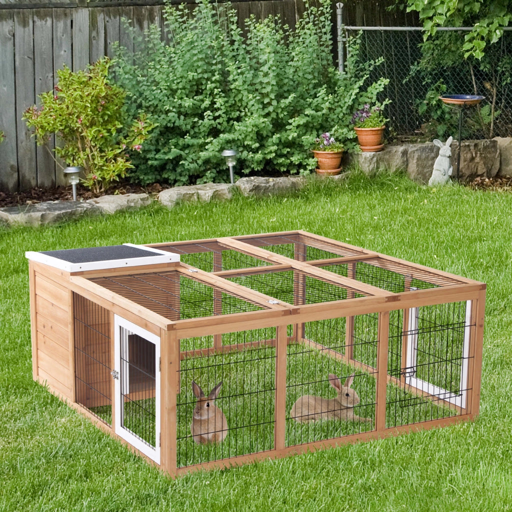 Recinto per Animali Domestici con Tetto Aprile ¨C zephmum ¨C 123x120x52 cm, Marrone