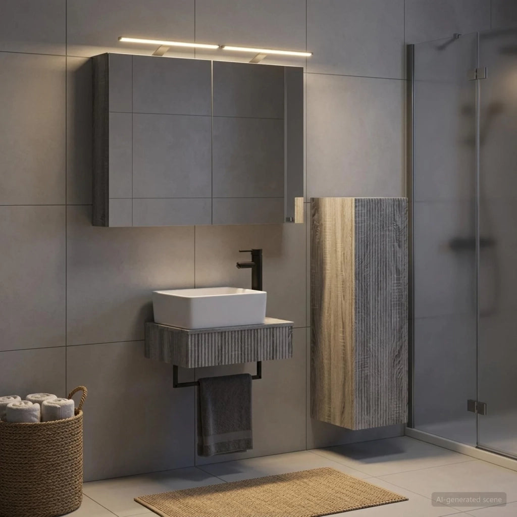 Set di Armadi da Bagno 4 pz Sonoma grigio Legno ingegnerizzato 3407388