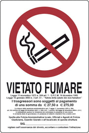 TARGA SEGNALETICA VIETATO FUMARE L.311/1 30X20- 10,0 pz