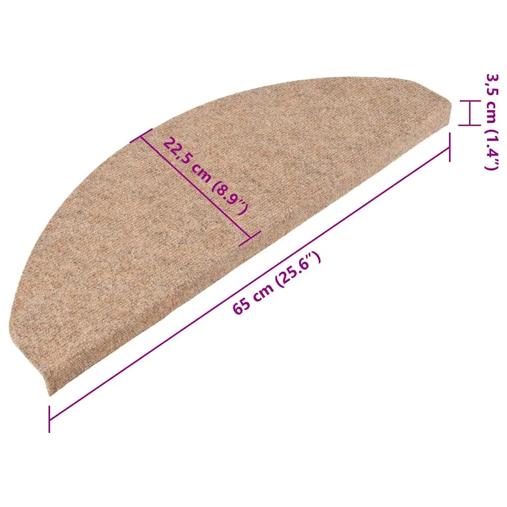 Tappetini Autoadesivi per Scale 15 pz | Gradini per Scale 65x22,5x3,5 cm Beige