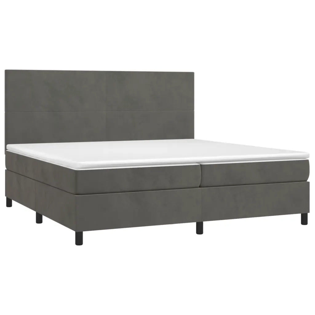 Giroletto a Molle con Materasso Grigio Scuro 200x200 cm Velluto 3142924