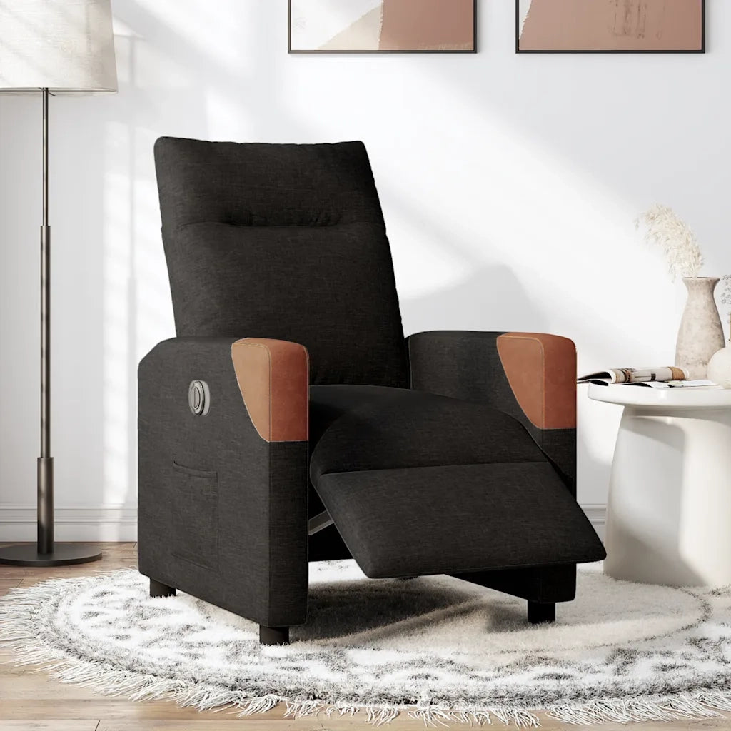 Poltrona Elettrica Reclinabile Nera in Tessuto 3323992