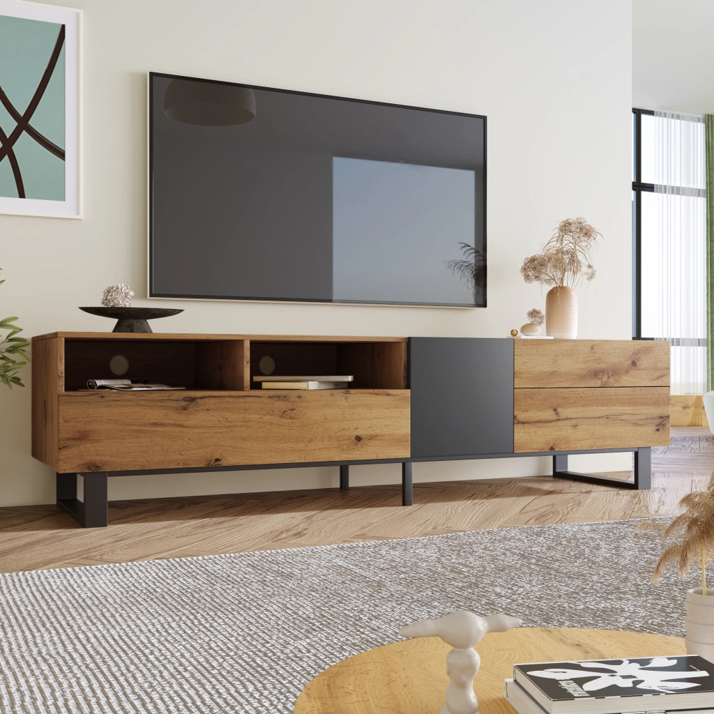 MOBILE TV con 2 cassetti 180x38x50 cm MDF e ferro